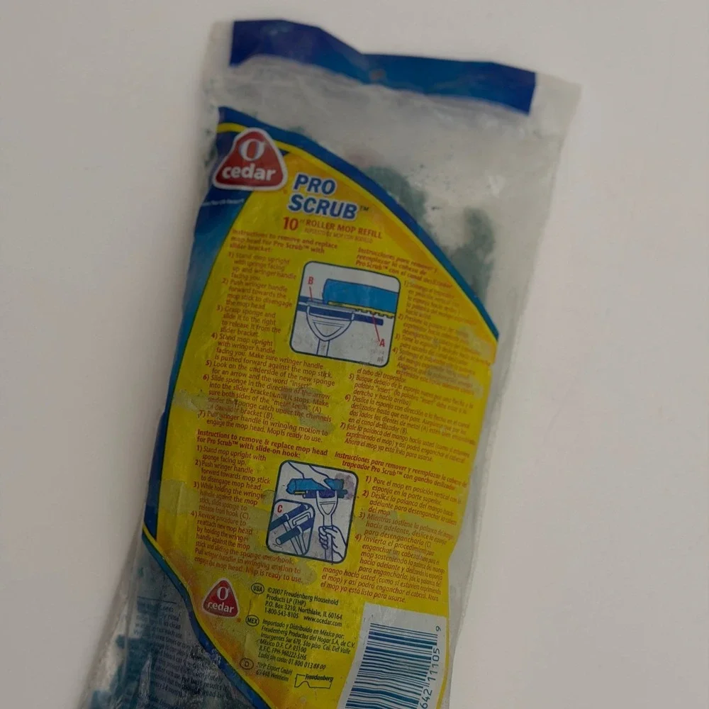 O-Cedar Pro Scrub 10 Inch Roller Mop Refill Blue Sponge Easy Slide-On 403660